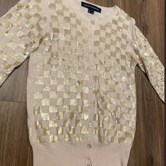 French Connection Sequin Cotton Cardigan Sweater, Size S/M - Picture 3 of 6